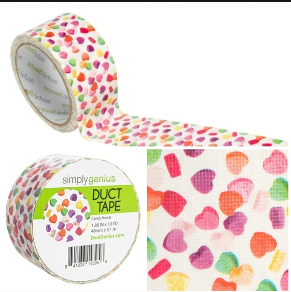 Simply Genius Craft Duct Tape Roll Print Color Candy Hearts Wide 10 Yards - Picture 1 of 4